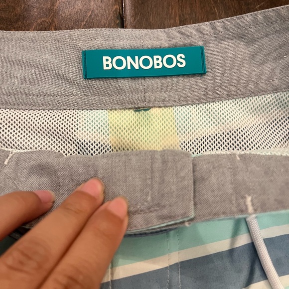 Bonobos Flat Front Blue Stripe Swim Trunks size Small - Picture 4 of 7